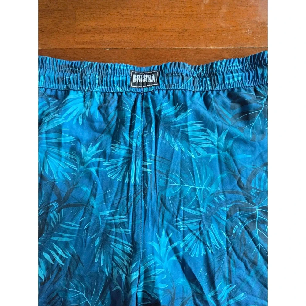 Brisira Mens Teal Tropical Swim Trunks Compression Liner Small 30 pocket shorts